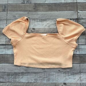 NWOT H&M Square Neck Ribbed Orange Crop Top | XXL